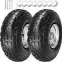 10" Pneumatic Air Filled Heavy-Duty 4.10/3.50-4 Replacement Tire and Wheel with 5/8" Axle Bore Hole for Trolley Dolly/Garden Wagon Carts/Hand Truck/Lawn Mower/Hose Reel Cart