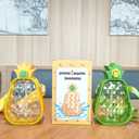 Cute Pineapple Plastic Water Bottle with Straw,600 ML Pineapple Shape Juice Cup with Adjustable Shoulder Strap,BPA Free Leakproof Drinking Bottle for Travel Outdoor Sports (Yellow)