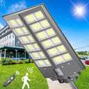 1-Pack Solar Parking Lot Lights,4800W Solar Street Light 240000LM Dusk to Dawn Street Lights Solar Powered, IP67 Waterproof Solar Wide Angle Lamp with Motion Sensor for Yard, Road (Black)