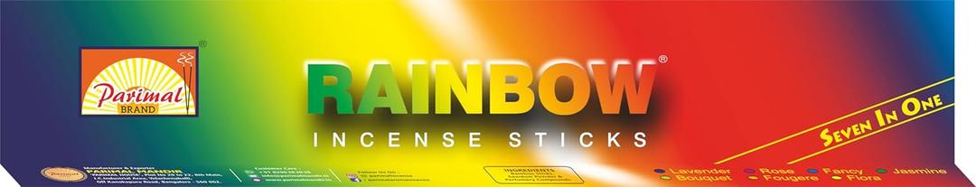 Parimal Incense Sticks 7 Exotic Fragrances (French Lavender, Rose, Golden Oudh, Oriental Musk, Sandal, Serene Bliss & Indian Flora) Agarbatti for Pooja and Yoga Box of 12 Pack of 7 Rainbow