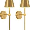 KDG Wireless Wall Sconces Set of 2, Small Cordless 5200mAh Rechargeable Battery LED Wall Lamps, Stepless Dimming Lightings for Wall Painting, Living Room, Bedroom, Hallway, Gifts, Night Light (Gold) ((Small) L4.5  H13  D6.5 inch)