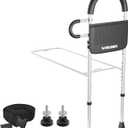 Wisdeer Bed Rails for Elderly Adults Safety: Side Assist Grab Bar Handrails for Seniors with Dual Handle Rails & Storage Bag - Adjustable Bed Cane Portable Bedside Railing - Fits Twin Full Queen King White