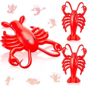 Juexica 3 Pcs 20 Inches Inflatable Lobsters Blow up Crawfish Party Decorations Crawfish Boil Decorations Aquatic Animal Lobsters Birthday Beach Theme Pool, Red