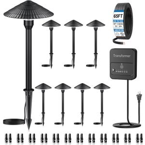 Landscape Lighting Pathway Lights 8 Pack, 5W Low Voltage LED Outdoor Garden Lights, Cast Aluminum with Acrylic Lens, IP66 Waterproof Yard Walkway Driveway Patio Path Lights, Transformer Cable Included