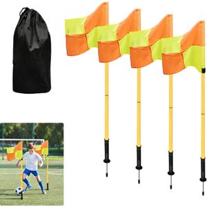 Soccer Corner Flags Set of 4, 5FT Training Poles for Soccer Field, Portable Corner Flag Poles for Speed & Agility Training, Outdoor Field & Turf Equipment with Carry Bag (Black, S)
