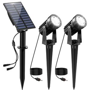 Solar Spot Lights Outdoor, 2-in-1 Solar Landscape Spotlights IP65 Waterproof 9.8ft Cable,Auto On/Off Outdoor Wall Lights for Garden Yard Driveway Porch Walkway Pool(6000K White)