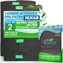 Breathe Naturally Universal Cut To Fit Activated Carbon Air Filter - Replacement Charcoal Air Filters - Carbon Filter Sheet for Air Purifier, Vent Filters & More - Made in USA (Pack of 2, 16x48)