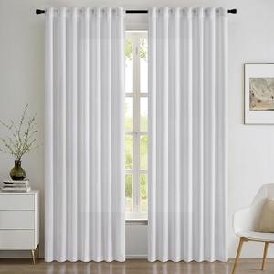 2 Panels Light Filtering Semi Sheer Curtains for Bedroom Living Room, Window Drapes That Let Light in, 52 x 84 Inch