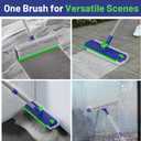 Floor Scrub Brush with Long Handle: 3 in 1 Heavy-Duty Floor Scrubber Brush with Squeegee for Cleaning Tile Bathroom Deck Kitchen Patio - Blue