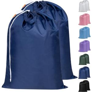 Polecasa Extra Heavy Duty Large Laundry Bag with Sturdy Handles and Drawstring Closure, 2 Pack 28 x 36 inches Durable Storage Bags for Basket, Hamper, College, Dorm, Travel, Navy