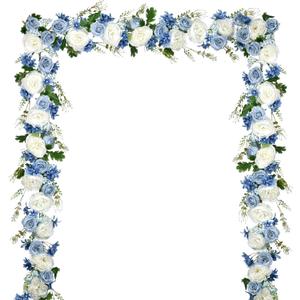 2 Pack Artificial Peony Garland, Total 12ft Floral Greenery Garland with Rose Flower Vine, Peony Flowers and Green Leaves for Wedding, Dining Table, Home Party Decor
