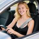 2PS seat Belt Cover pad,Faux Leather Seatbelt Covers Strap Shoulder Cushion for Driver Accessories,Backpack, Shoulder Bag (Grey)