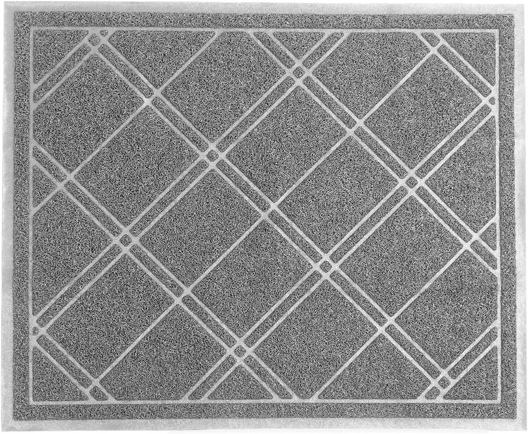 SlipToGrip Door Mat - Durable Door Outdoor Mats for High Traffic - Plaid Grey Mat with Water-Resistant Surface, Dura Loop - No-Slip and Easy-to-Clean for Indoor and Outdoor Entryway, 42 x 35 Inch