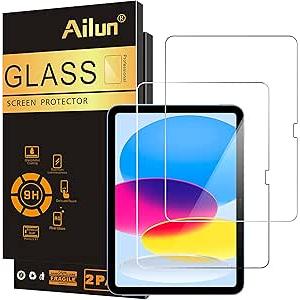 Ailun Screen Protector for iPad 11th A16 2025 [11 Inch] / 10th Generation 2022 [10.9 Inch], Tempered Glass [Face ID & Apple Pencil Compatible] Ultra Sensitive Case Friendly [2 Pack]