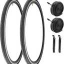 2 Pack 700x23C/25C/28C/35C/38C Bike Tires Plus Bike Inner Tubes Presta Valve 48mm or Schrader Valve 48mm Foldable Replacement Tires for Road Bicycle
