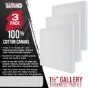 U.S. Art Supply 20"x20" Stretched Canvas for Painting, Gallery Depth 3-Pack