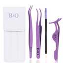 B&Q Eyelash Applicator Tool 3 PCS Lash Applicator Tool Kit Lash Tweezers for Eyelash Extensions Application Tool and Removal Purple,3 PCS