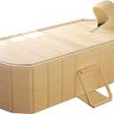 Portable Bathtub for Adult Large Foldable No Installation Bath Tub for Shower Stall, Bathroom Hot SPA Soaking Standing Tub (Gosling yellow, With lid, L(59.1''L x 33.9''Wx 19.7''H))