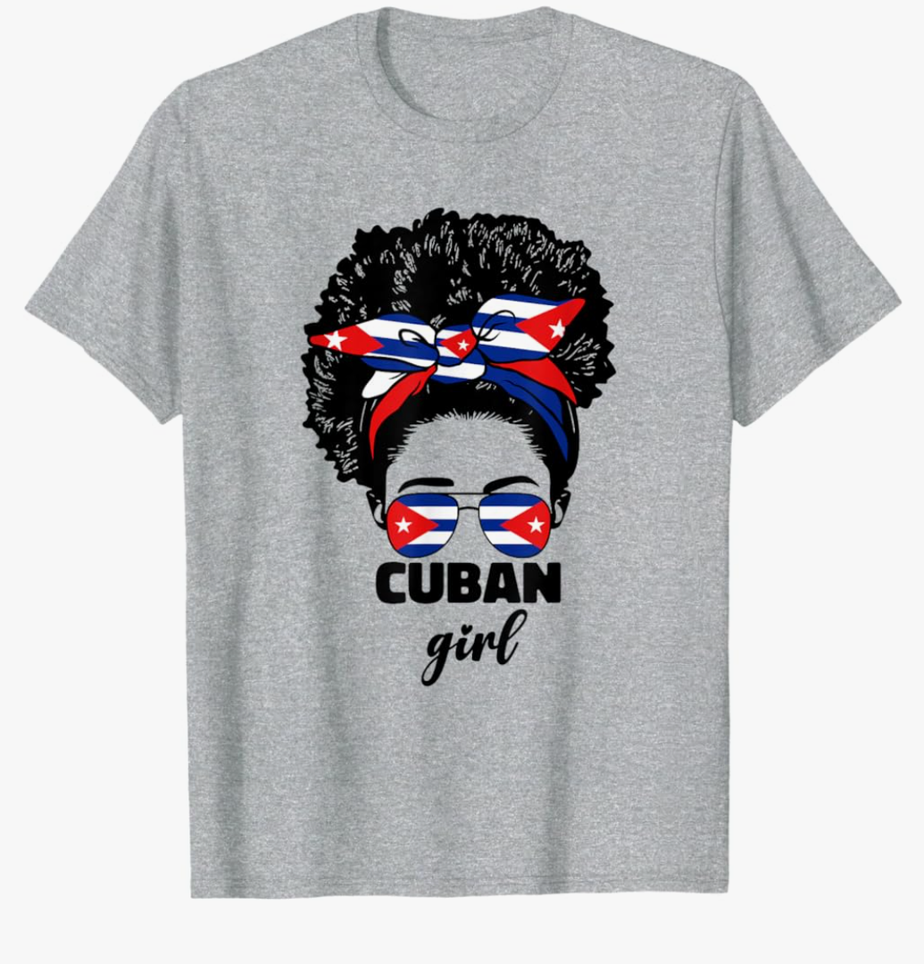 Afro Latina Cuban Girl For Women Cuba Flag Cubanita Pride T-Shirt, XL