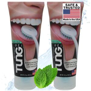 Tung Tongue Gel, Fresh Mint Tongue Cleaner Paste, Bad Breath Odor Eliminator, Halitosis Defense, BPA Free, USA Made (2-Pack)