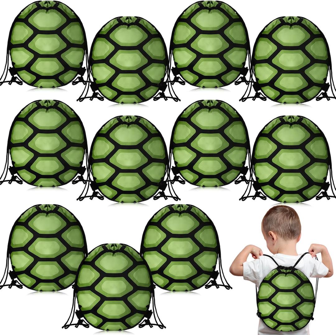 Yeyeplum 12 Pcs Turtle Party Favors Drawstring Bag Turtle Birthday Party Supplies Carnival Goodie Bags Birthday Gift Decoration