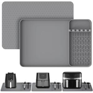 Silicone Heat Resistant Mats for Countertop, 24x16 Inch Air Fryer Mat with Kitchen Accessories Holder Pad for Microwave/ Oven, Compatible with Ninja/ Cosori/ Chefman/ Toshiba, Kitchen Countertop Protector
