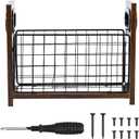 Magazine Rack Metal and Wood Magazine File Holder Practical Mail Organizer Space Saving File Storage Basket for Home Office Bedroom Living Room US(1,Darkwood)