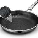 Frying Pan, 12 Inch Hybrid Non Stick Stainless Steel Skillets, Dishwasher Induction Oven Broiler Safe, Non Toxic Chef's Pan, PFOA Free Cookware