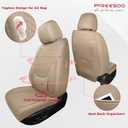 FREESOO Beige Car Seat Cover Full Set - Faux Nappa Leather Seat Covers for Cars, Ultra Breathable Waterproof Front Seats Cushion Protectors with Lumbar Support, Universal Fit for Sedans SUVs Pickups