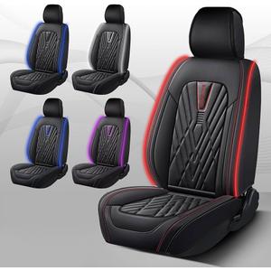 Car Seat Covers Front Seats with Led Light, 2PCS Super Luxurious Heavy Universal Duty Waterproof Leather Black Automotive Vehicle Cover,for Cars SUV Pick-up Truck(Z RED)