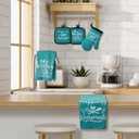 Sratte 6 Pcs Kitchen Decor Accessories Set Farmhouse Towels Pot Holders Oven Mitts Set 2 Dish Towels 2 Potholders 2 Cooking Mittens Oven Glove for Christmas Baking Cooking Supply(Teal, Kitchen)