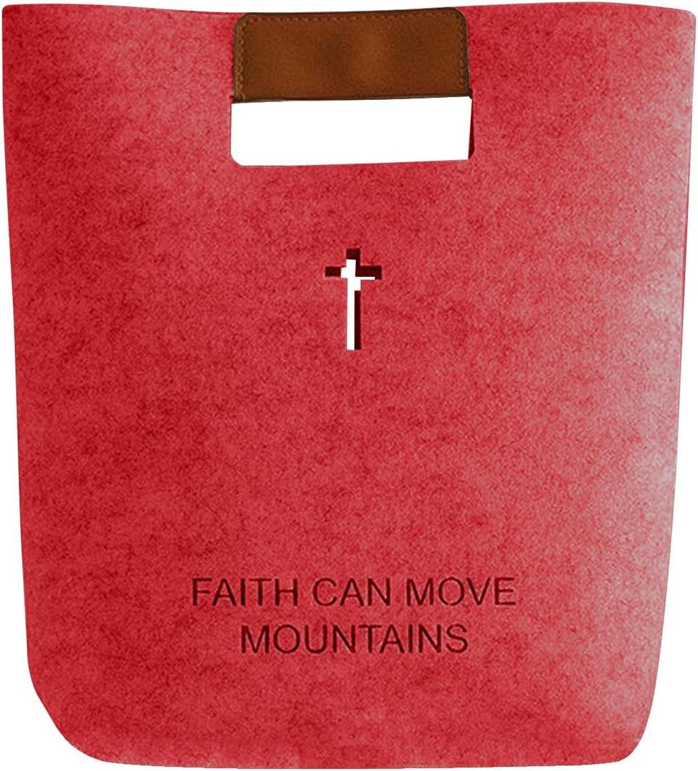 Christian Bible Cover Bag Cross Hollow-out Felt Tote Bag Holiday Gift Bag(Red) | Christmas Red, Recyclable Material