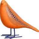 Quoowiit Bird Figurine, Modern Sculpture and Statues for Home Decor, Animal Statues for Bookshelf, Table, Entryway, Fireplace, Resin Decorative Sculpture with Chic Polka Dots Art Design (Orange)