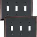 2-Pack Triple Toggle Light Switch Cover Plate, Durable Solid Zinc Alloy Decorative Switch Plate Covers, Aged Bronze 3 Gang Wall Plate, Corrosion Resistant