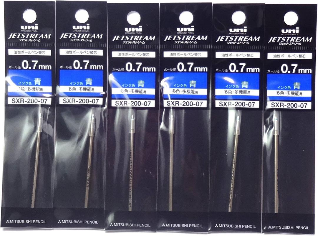 Uni 0.7mm Blue Ink Refill (SXR20007.33), for Jet Stream Prime High Grade multi ballpoint pen, 6 Pack/total 6pcs (Japan Import) [Komainu-Dou Original Package]