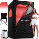 Infrared Sauna Box, Portable Steam Infrared Sauna with Red Light Therapy for Body, Sauna Tent with 660nm & 850nm Infrared Red Light Therapy Lamp, 3L/1200W Steamer, 9 Levels Heat, Timer, Folding Chair