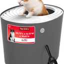 IRIS USA Cat Litter Box Large Top Entry with Lid Enclosed Covered Hooded Design Litter Catching Scatter Shield Pan Dog Proof Pet Proof Scoop Included Odor Control for Cats Kittens Dark Gray/White