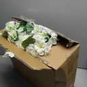 2 Pack Artificial Geranium Flowers Topitary Trees for Outdoors, UV Resistant Geraniums Potted Bushes Look Real Silk Faux Plants for Front Door Garden Porch Planter Farmhouse Home Decor (White)