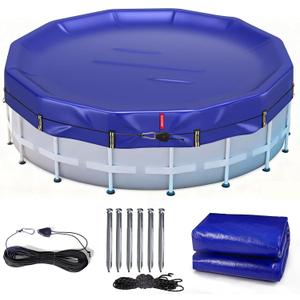 QH.HOME 21 ft Round Winter Pool Cover Extra Thick Above Ground Pool Cover with Fast Tightening Patented Ratchet, Tear and UV Resistant Swimming Pool Cover