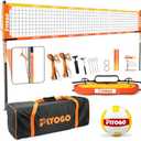 PLYOGO Volleyball Net for Backyard, Professional Portable Outdoor Heavy Duty Volleyball Net Set with Adjustable Aluminum Poles, Anti-Sag Design, Double Tension Adjuster for Beach, Grass |1680D Bag