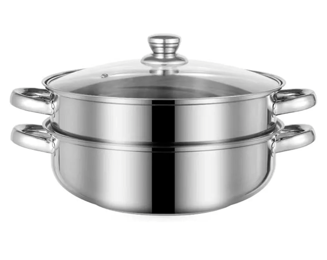 Steamer for Cooking, 5.0 Quarts Stainless Steel Steamer Pot, 2-Tier Food Steam Pots with Lid for Cooking Vegetables, Seafood, Soups, Stews and Pasta, 11 x 6.1 inch