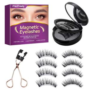 Magnetic Eyelashes, Effectively 3D Natural Look False Lashes without Eyeliner, Reusable & Light Weight Magnetic Eyelashes with Applicator No Glue