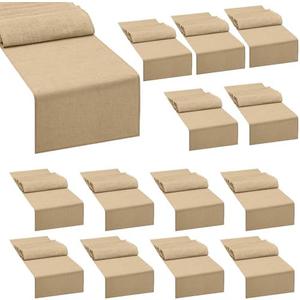 13 Pack Natural Burlap Table Runners 12" x 71" Inch Long, Rustic Jute Fabric Vintage Wedding Decorations, Brown Party Runner, Farmhouse Dinner Table Runner for Home Party Seasonal Event Decoration