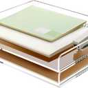 2 Pack- Stackable Paper Letter Tray, A4 File Tray Desk Organizer, Acrylic Desk Organizers and Accessories Sorter, Clear Workspace Office Supplies Organizers, 12.4inx8.86inx3.46in