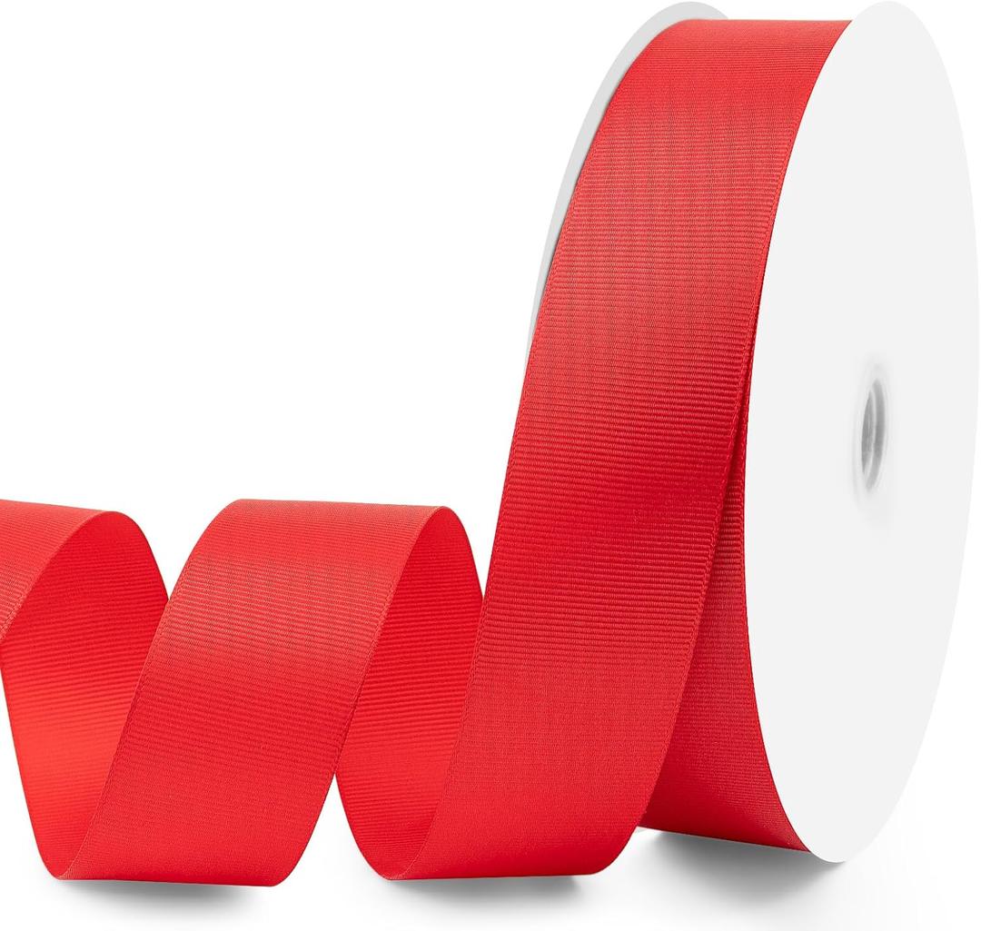 1-1/2" X 100 Yards Red Grosgrain Ribbon, Premium Grosgrain Ribbon for Sewing, Gift Wrapping, Bow Making, Wedding Decor, Wrapping and More (Red)