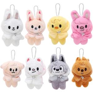 RHEETADA 8 PCS Skzoo Keychains 4 Inches SKZ Plush Keychains SKZ Set Key Handbag Pendants