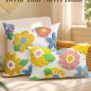 Lumbar Pillow Covers 12x20 - Tufted Decorative Throw Pillow Cover with Zipper for Couch Sofa Bed Living Room Aesthetic Soft Spring Summer Farmhouse Oblong Pillowcase, Five Color Flower