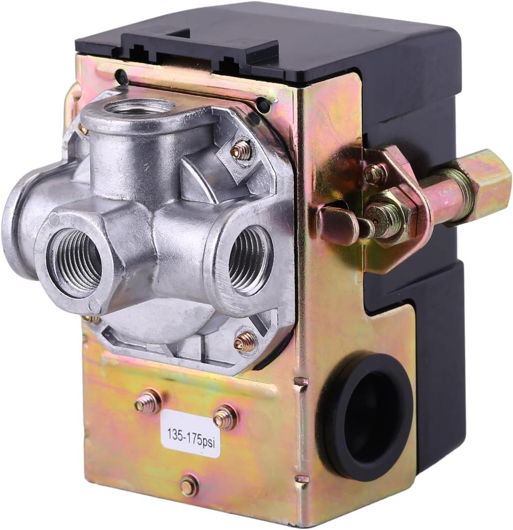 Air Compressor Pressure Switch 175 PSI 4 Port 135-175 PSI Heavy Duty 1/4 NPT Air Pump 135 PSI Pressure Switch Pumptrol Air Pressure Switch for Air Compressor