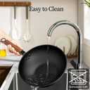 Todlabe Carbon Steel Wok - Including Glass Cover and Silicone Spatula, 13-Inch Woks & Stir-Fry Pans for Induction, Electric, Gas Stoves