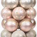 Sea Team 60mm/2.36" Set of Colorful Painted Sparkling Ornaments and Hanging Balls for Christmas Tree - 30pcs (Rose Gold)